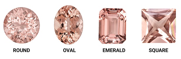 Classic Morganite Gemstone Shapes Include Round, Oval, Emerald, and Square Cuts