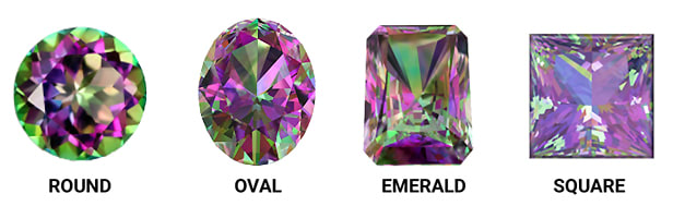 Classic Mystic Topaz Gemstone Shapes Include Round, Oval, Emerald, and Square Cuts