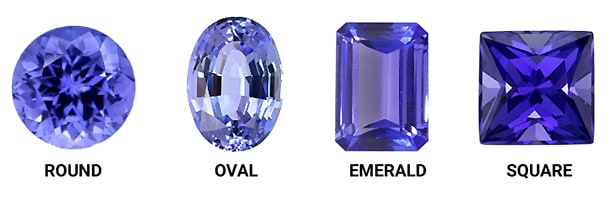 Classic Tanzanite Gemstone Shapes Include Round, Oval, Emerald, and Square Cuts