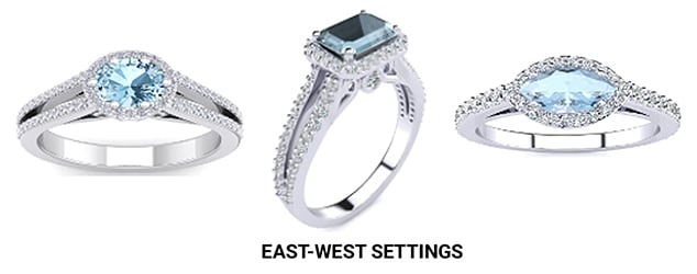 East-West Settings Aquamarine Ring