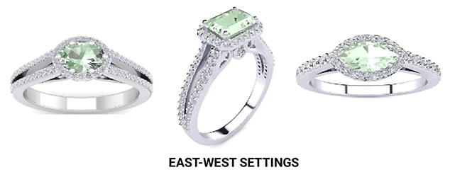 East-West Green Amethyst Ring