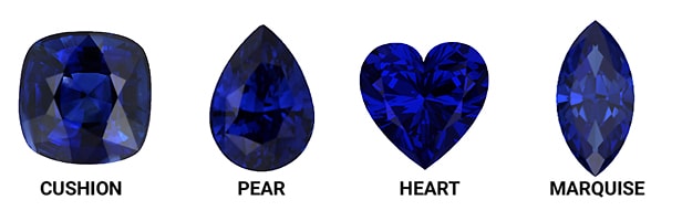 Fancy Sapphire Gemstone Shapes Include Cushion, Pear, Heart, and Marquise Cuts