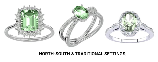 North-South and Traditional Green Amethyst Ring