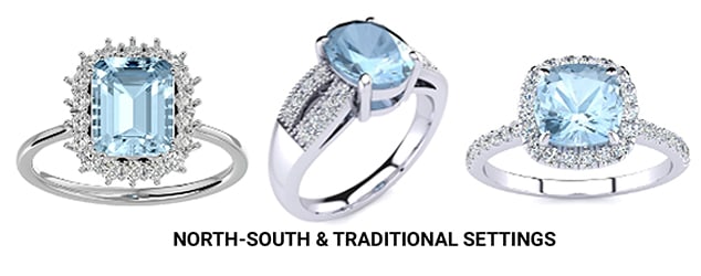 North-South and Traditional Aquamarine Ring