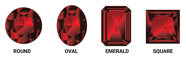 Classic Garnet Gemstone Shapes Include Round, Oval, Emerald, and Square Cuts