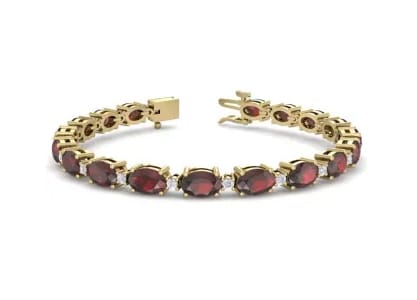 Oval Shape Garnet and Diamond Bracelet