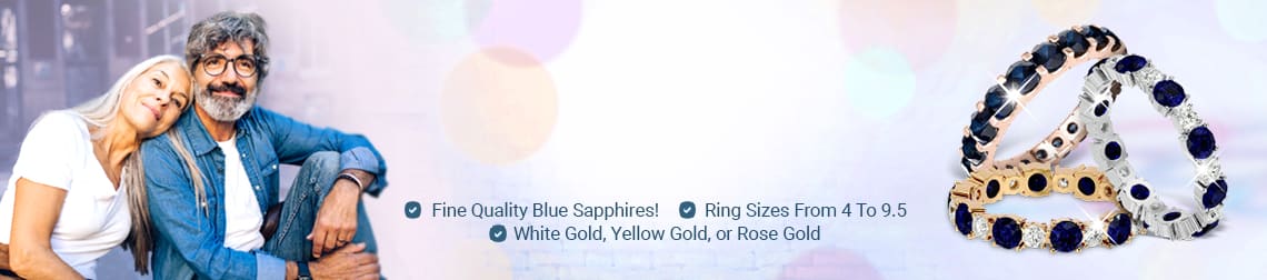 Shop the best Sapphire band - Fine Quality Blue Sapphires! - Ring sizes from 4 to 9.5 - White gold, yellow gold or rose gold