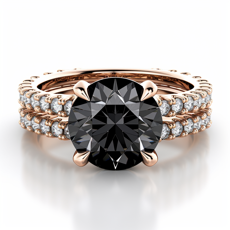 5 Carat Round Black Diamond Bridal Set