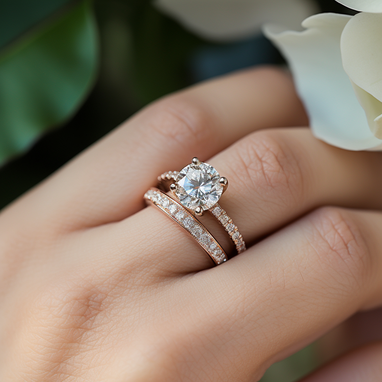 Rose Gold Diamond Eternity Engagement Ring