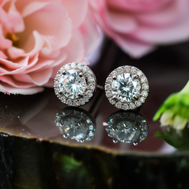 Lab Grown Diamond Halo Stud Earrings