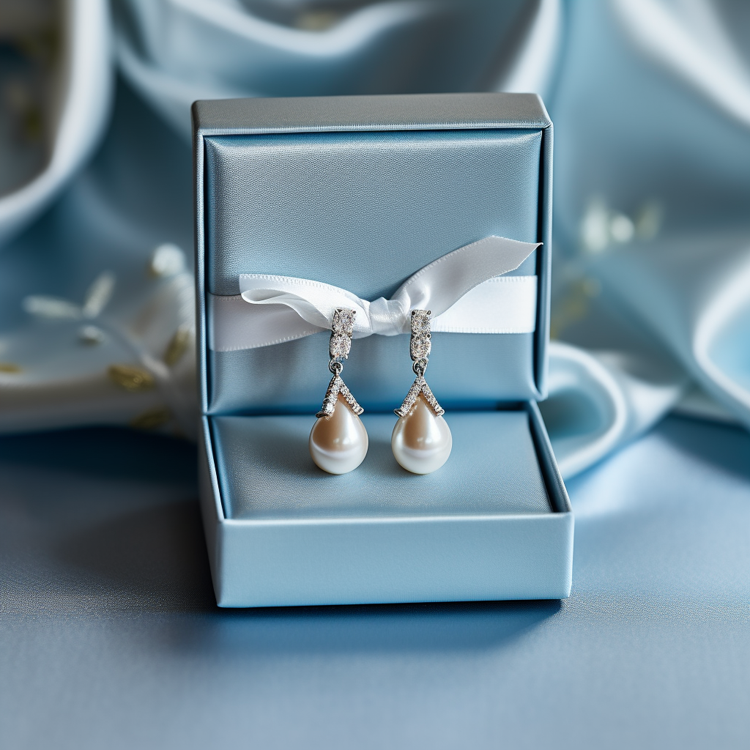 Pearl Drop Earring Placed on a Jewelry Box