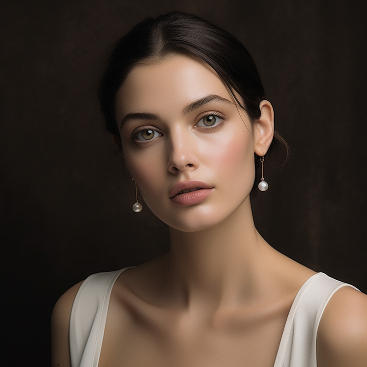 Women Wearing With Simple Pearl Drop Earrings