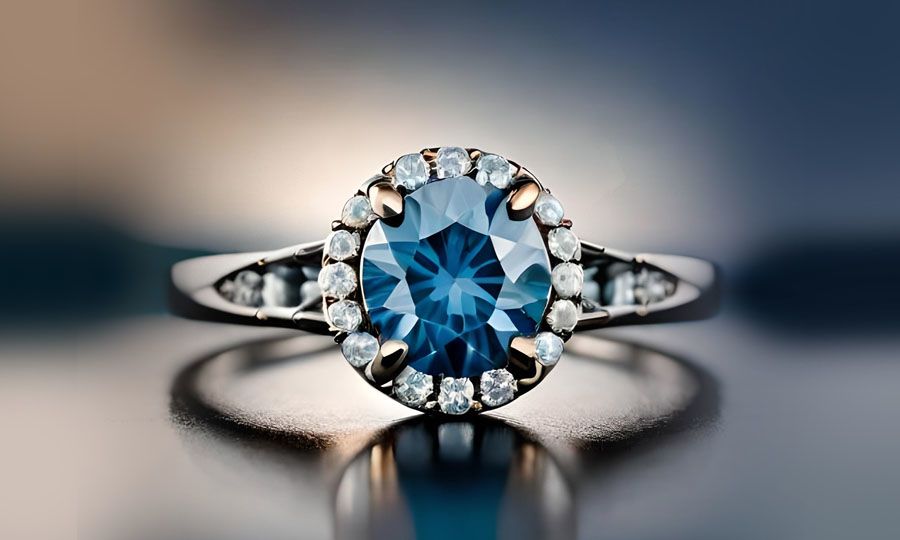 How to determine the quality of a blue diamond in a ring