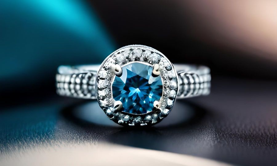 What are the best diamond wedding rings with blue accents?