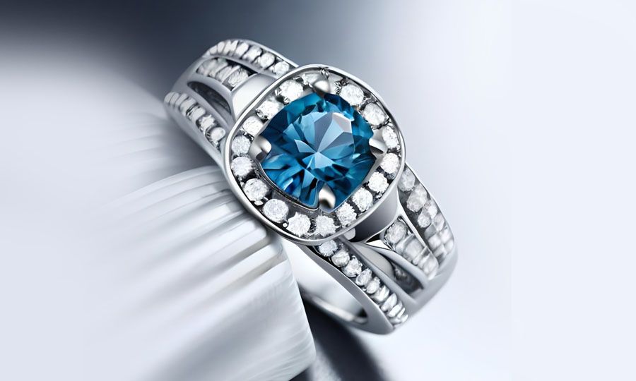 What are the popular cuts for blue diamonds in rings