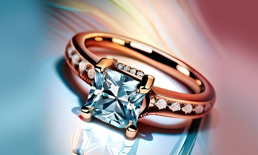 What is the average carat size for blue diamond rings?