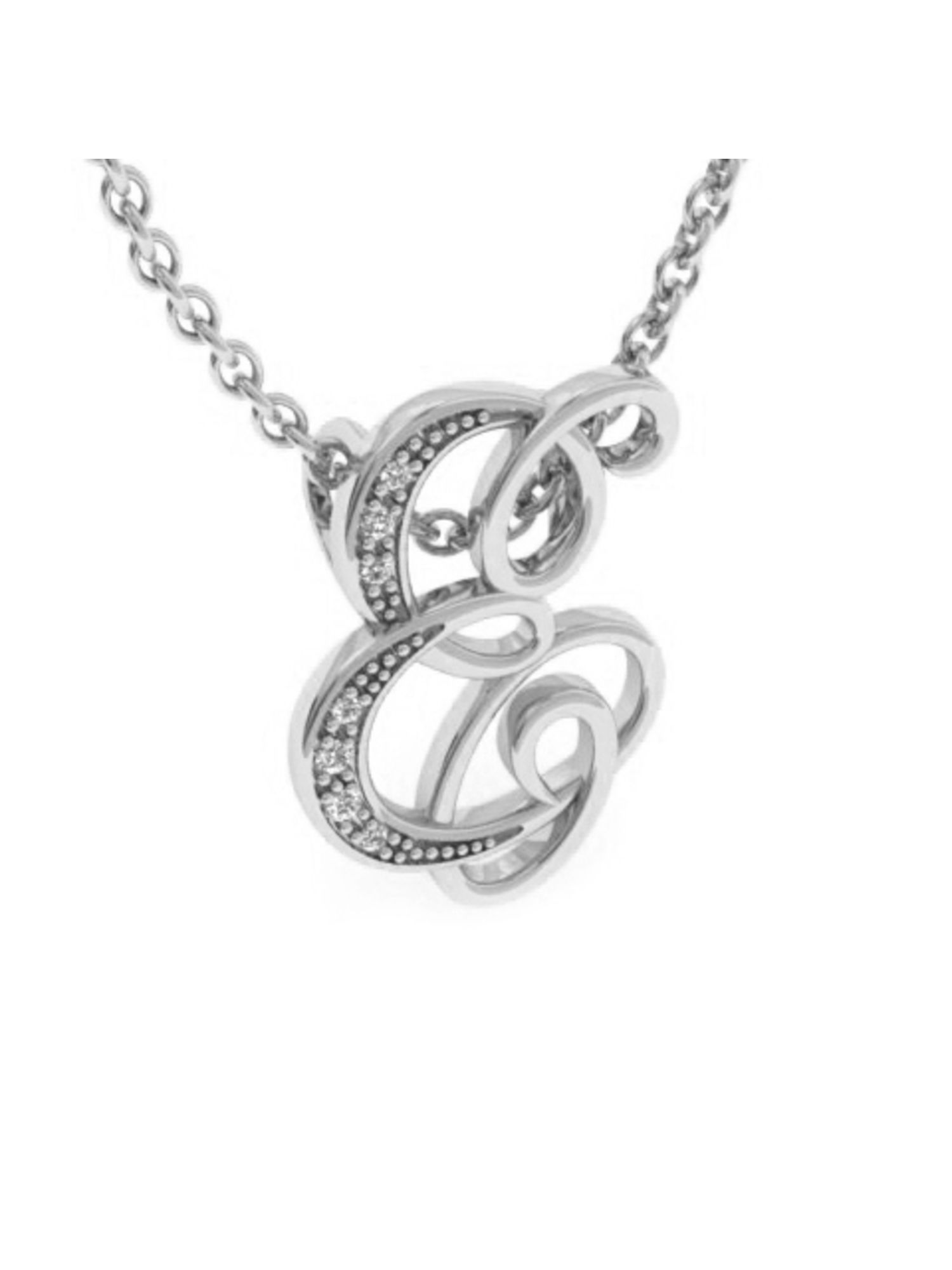 A Initial Necklace In White Gold With 6 Diamonds With Free Chain | eBay
