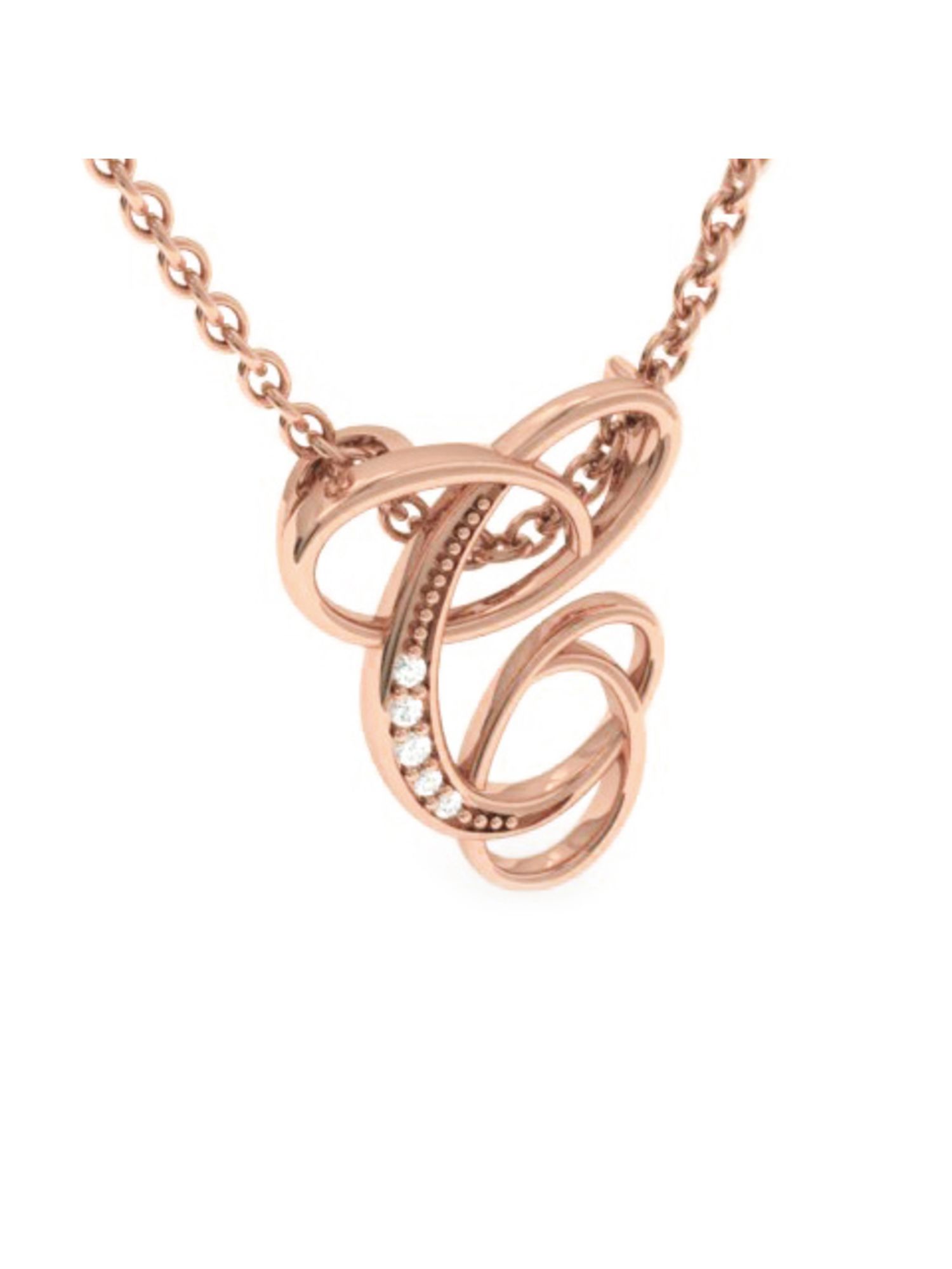 A Initial Necklace In Rose Gold With 6 Diamonds With Free Chain | eBay