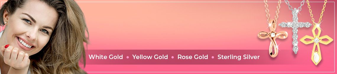 Diamond Cross Necklace | White Gold • Yellow Gold • Rose Gold • Sterling Silver