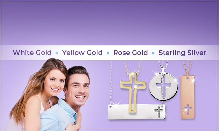 Gold Cross Necklace | White Gold • Yellow Gold • Rose Gold • Sterling Silver