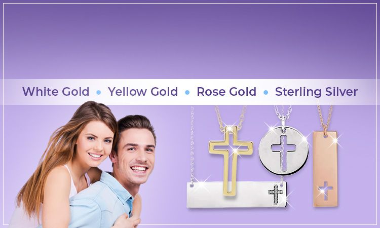 Gold & Sterling Silver Cross Necklace | White Gold • Yellow Gold • Rose Gold • Sterling Silver