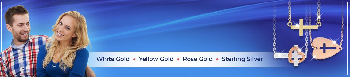 Sideways Cross Necklace | White Gold • Yellow Gold • Rose Gold • Sterling Silver