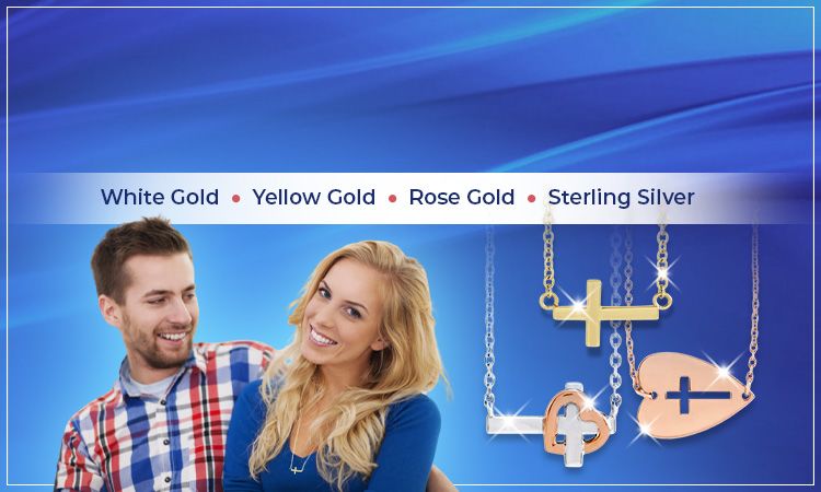 Sideways Cross Necklace | White Gold • Yellow Gold • Rose Gold • Sterling Silver