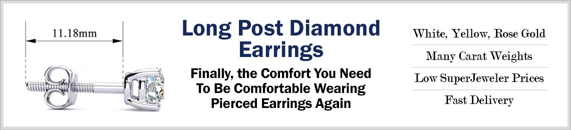 Long Post Diamond Earrings - Finally, the comfort you need to be comfortable wearing pierced earrings again