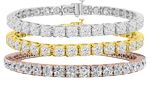 Mens Tennis Bracelet White, Yellow & Rose Gold