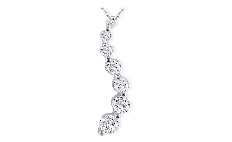 Curve Style 2 Carat 7-Diamond Journey Necklace in 14 Karat White Gold