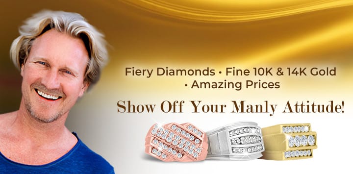 Men's Diamond Ring | Fiery Diamonds . Fine 10K & 14K Gold . Amazing Prices | Show Off Your Manly Attitude!