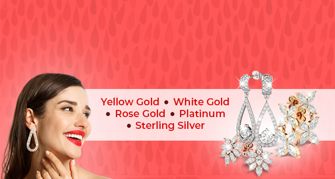 Diamond Drop Earrings | Yellow Gold • White Gold • Rose Gold • Platinum • Sterling Silver