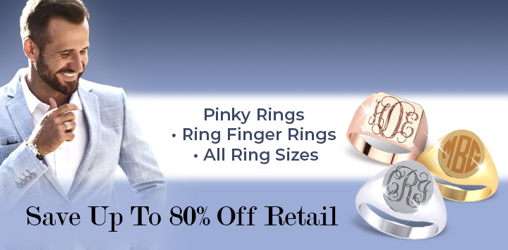 Elegant Men’s Signet Rings | Pinky Rings • Ring Finger Rings • All Ring Sizes | Save Up To 80% Off Retail