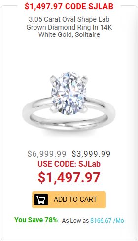 3.05 Carat Oval Shape Lab Grown Diamond Ring In 14K White Gold Solitaire