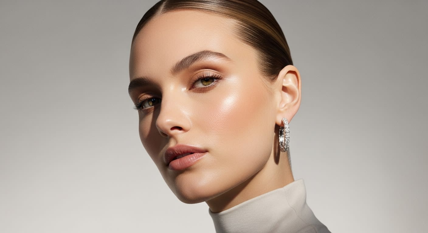 A Lady Wearing Hoop Diamond Earring