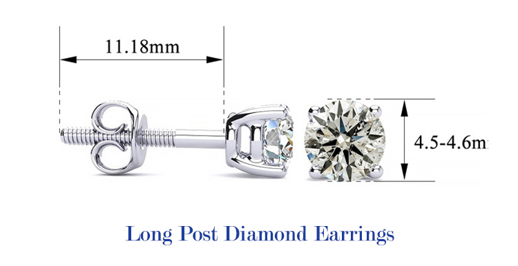 Long post diamond stud shop earrings