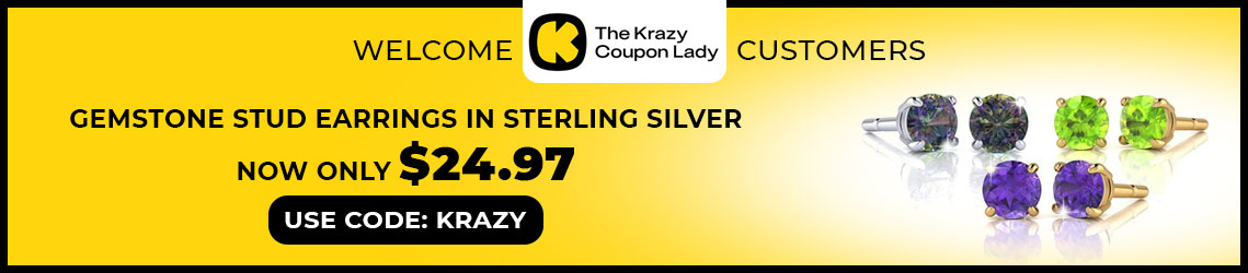 1 Carat Round Shape Gemstones Stud Earrings In 14K Yellow Gold Over Sterling Silver, 13 colors, 2 metal colors!  - Only $24.97  - Code Krazy