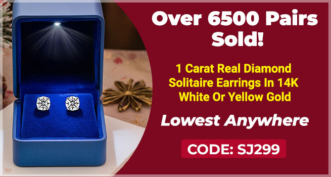 LAST CHANCE PRICE DROP!  Now Only $247.97 1 Carat Real Diamond Solitaire Earrings