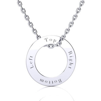 Sterling Silver Endless Circle Necklace With Free Custom Engraving, 18 Inches