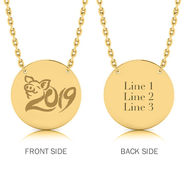14K Yellow Gold Over Sterling Silver Disc Necklace With ...