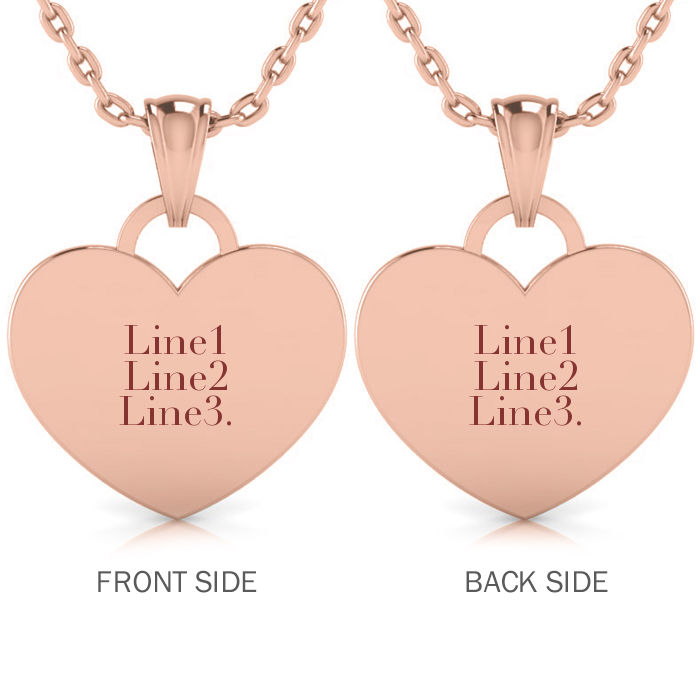 14K Rose Gold Over Sterling Silver Heart Tag Necklace With Free Custom
