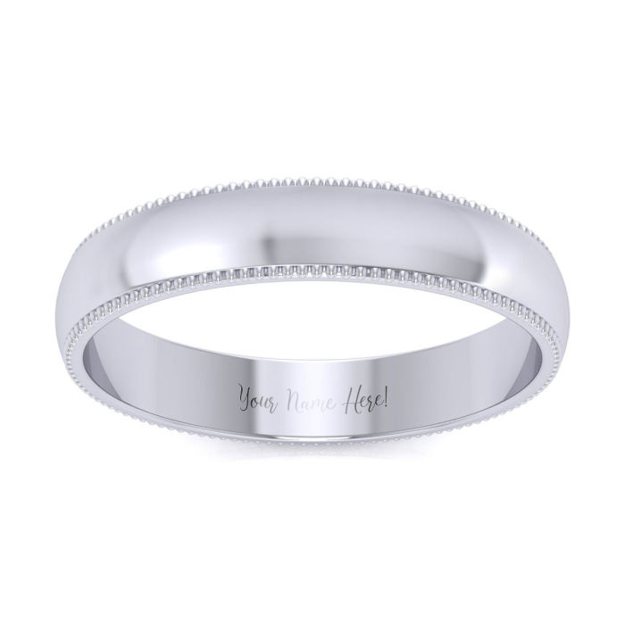 14K Super Jeweler Men Accessories Jewelry Rings 5.5 g 4MM Heavy Milgrain Ladies & Mens Wedding Band 