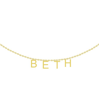 Big Girls Personalized Name Necklace, Choose White Gold Or Yellow Gold Overlay, 4 Letters. So Cute!
