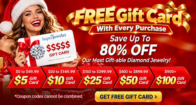 Free Gift Card With Every Purchase - Save up to 80% Off our most gift-able diamond jewelry! - Get FREE Gift Card Now!
