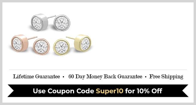 Classic Bezel Set Diamond Stud Earrings - At The Lowest Prices Everywhere