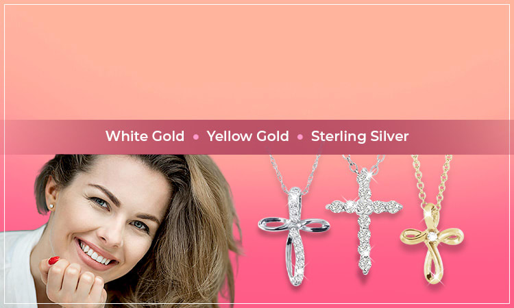 Diamond Cross Necklaces | White Gold • Yellow Gold • Sterling Silver