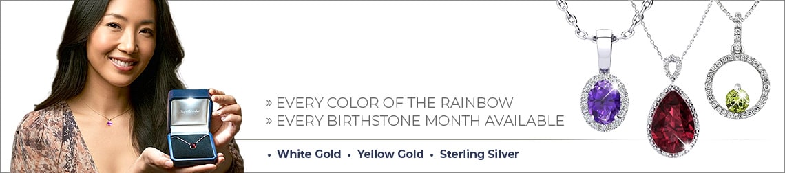 Gemstone Necklaces -  White Gold, Yellow Gold, Rose Gold, Sterling Silver - Every Color in the Rainbow -  Every Birthstone Month Available