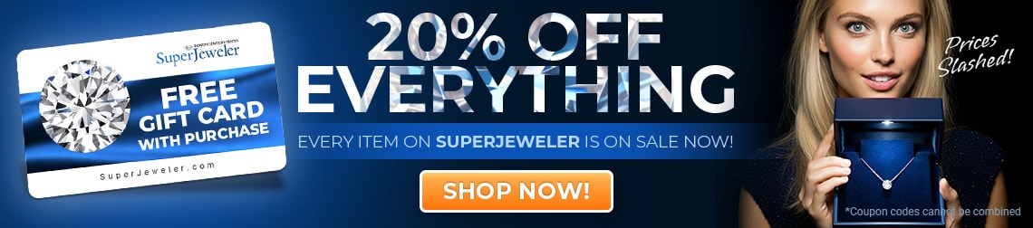 20% Off Everything - Every item on SuperJeweler is on sale now! - Prices Slashed and A Free Gift Card with purchase - Code: SV20 - Shop Now!  