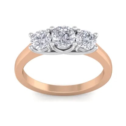 Incredible 2.15 Carat Three Lab Grown Diamond Ring in 14K Rose Gold. Spectacular Deal!